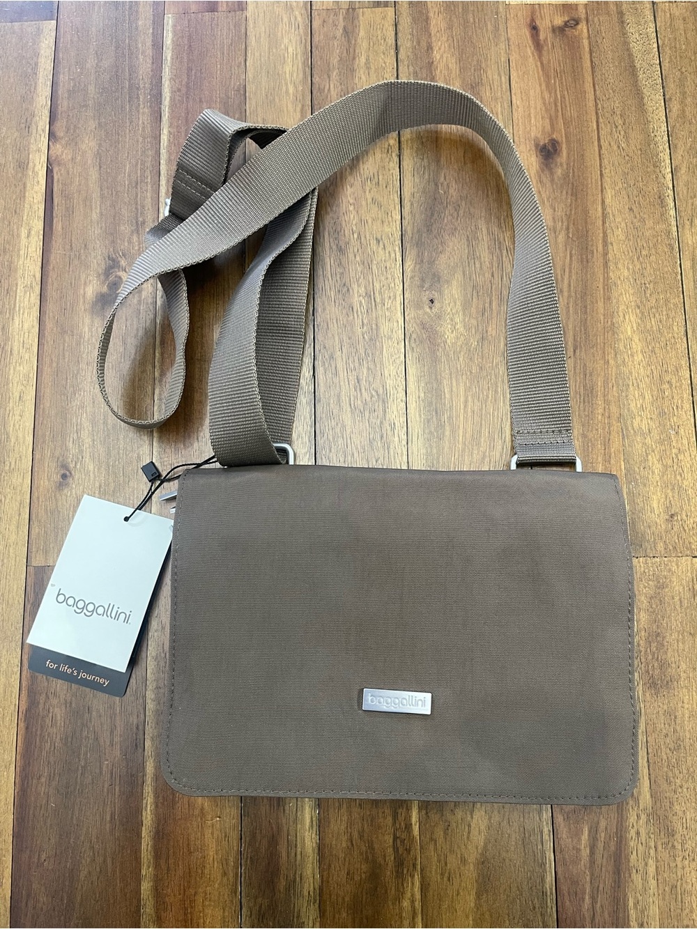 Baggallini Clever 3 zip Crossbody Bag Brown